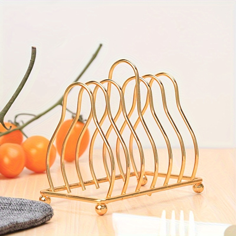 

1pc Golden Iron File Sorter - Sturdy Desktop Organizer, Multi-purpose No-install Plate Holder For Office, Kitchen Storage Organization