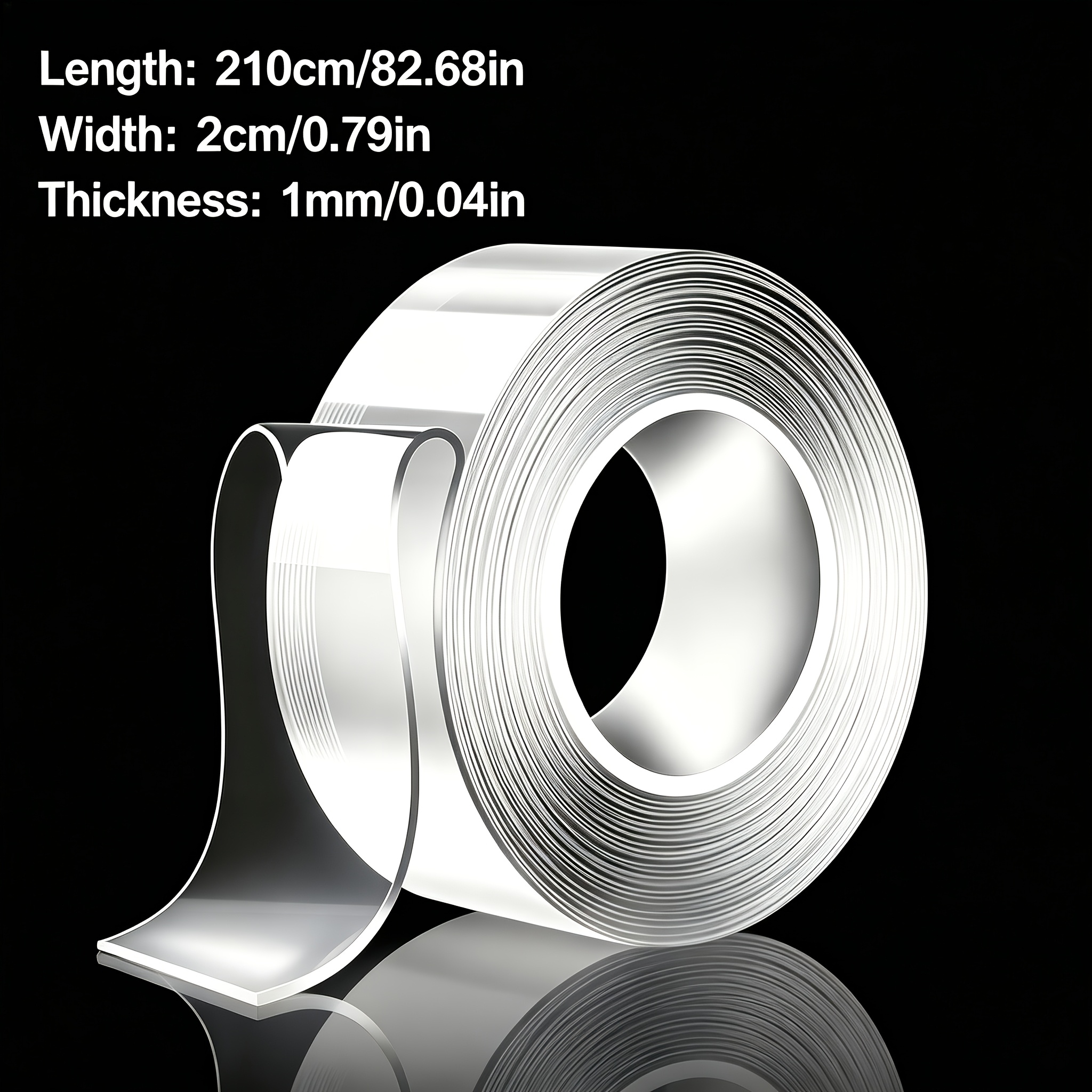 TEMU 1 Roll 210cm/82.68 Inches, Super Strong Adhesive Power Double-sided Nano Tape - Strong Bonding, Reusable, Suitable For Crafting, Christmas Decor