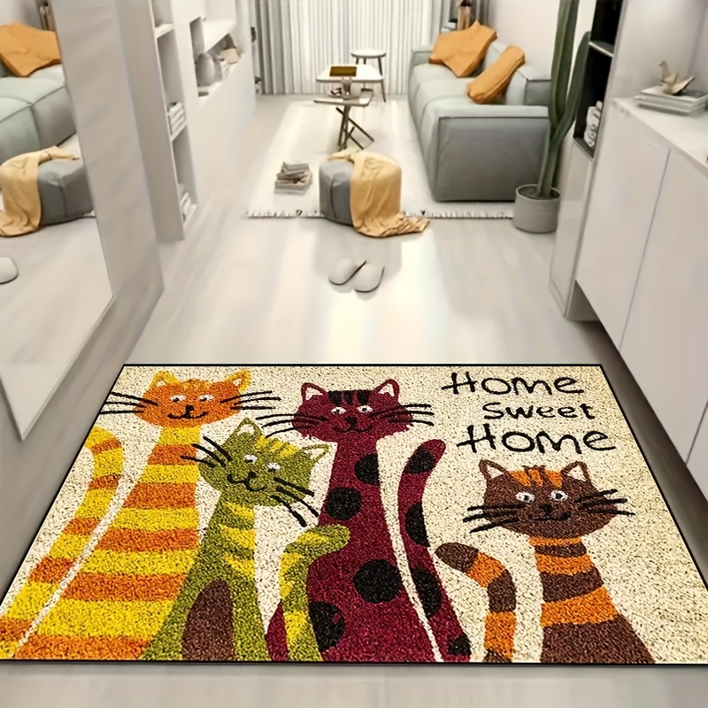 

1pc Cat' Polyester Rug, 19.7x31.5inch, Lightweight Rectangle Indoor Carpet, Hand Washable, Christmas & Easter Decor For Home, Bedroom, Kitchen