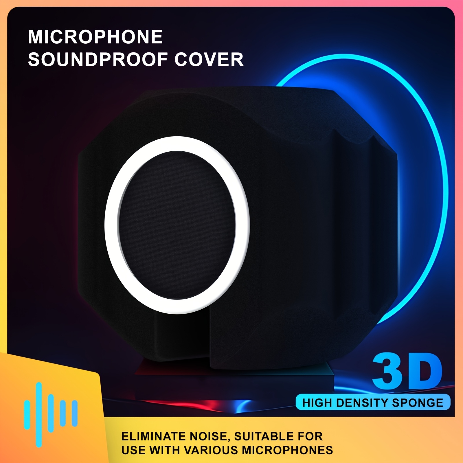 TEMU Pare-vent de protection pour microphone professionnel avec écran anti-vent, bloqueur de réflexion de studio, idéal pour la réduction du bruit et