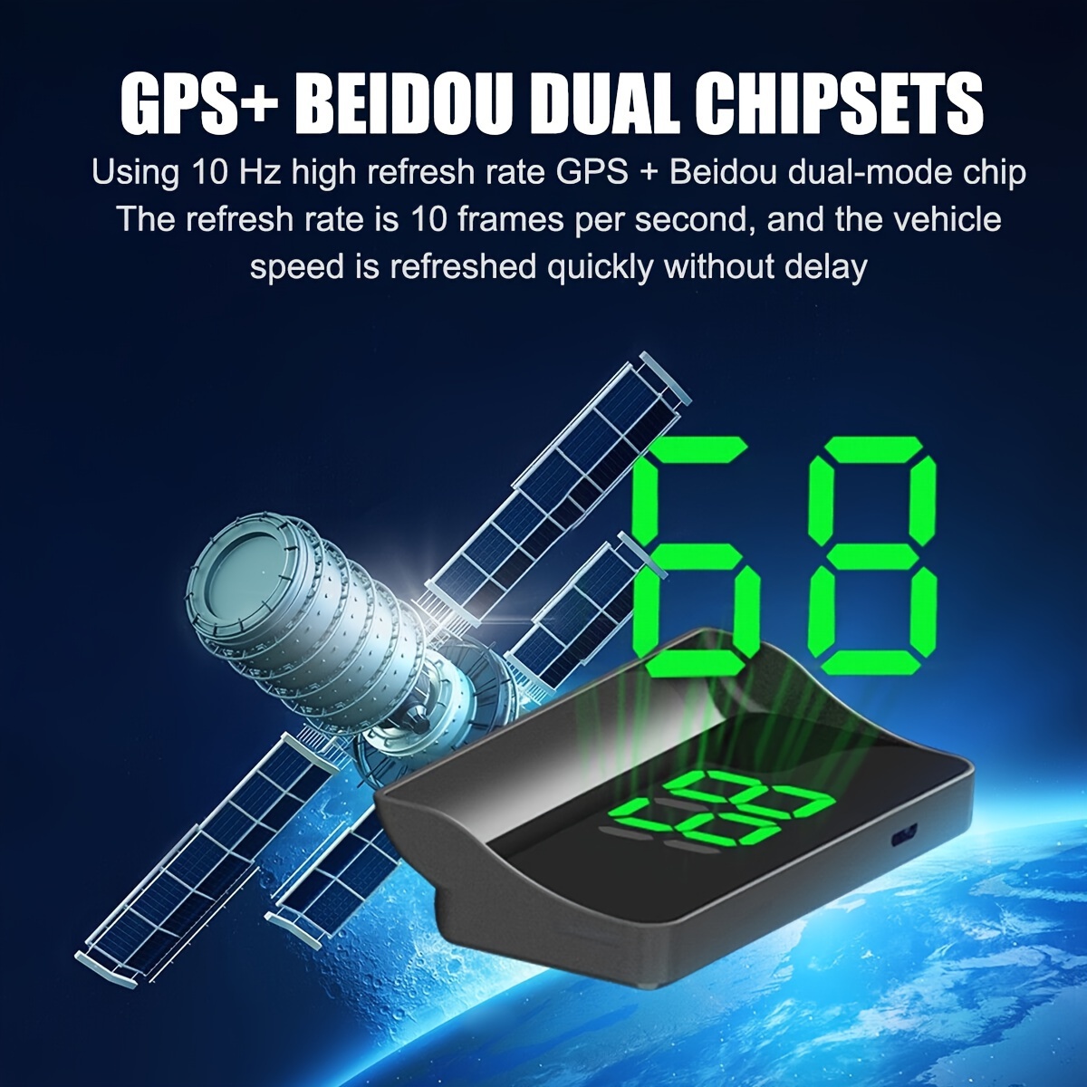 gps speedometer hud display for cars trucks real time mph with green font for dashboard or windshield usb cable reflective film vehicle speed monitoring display durable abs material details 2