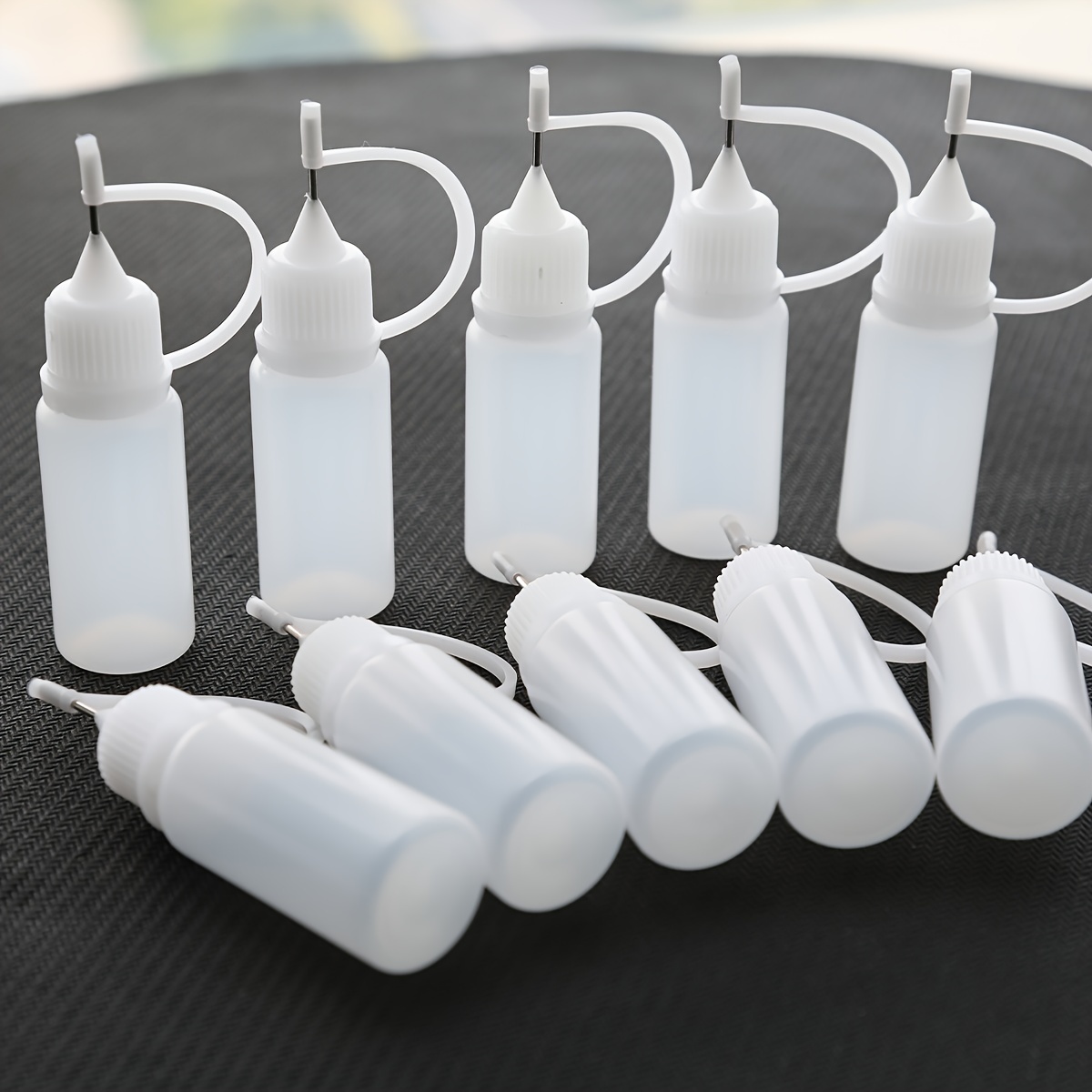 10pcs Round Plastic Precision Needle Tip Squeeze Bottles, 0.51oz, Reusable, Unscented, With Hand Wash Instructions, For Diy Paint, & Nail Art