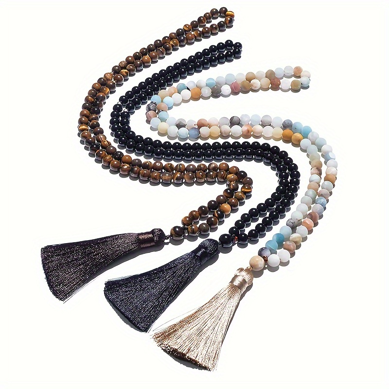 

Bohemian , -chic 99 Beads Tasbih Necklace - Stone Beaded, & Celebrations