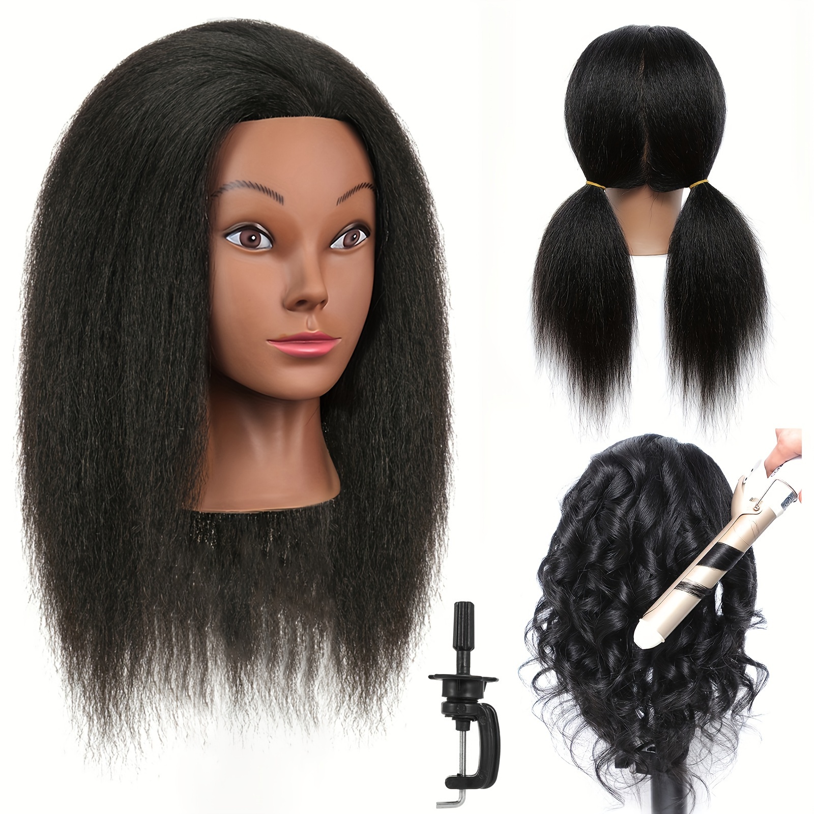 

Mannequin Head With 100% Real Human Hair - Hairdresser Training Manikin, Cosmetology Doll Head For Styling Practice, And Curlable Hairdresser Practice Head With Stand