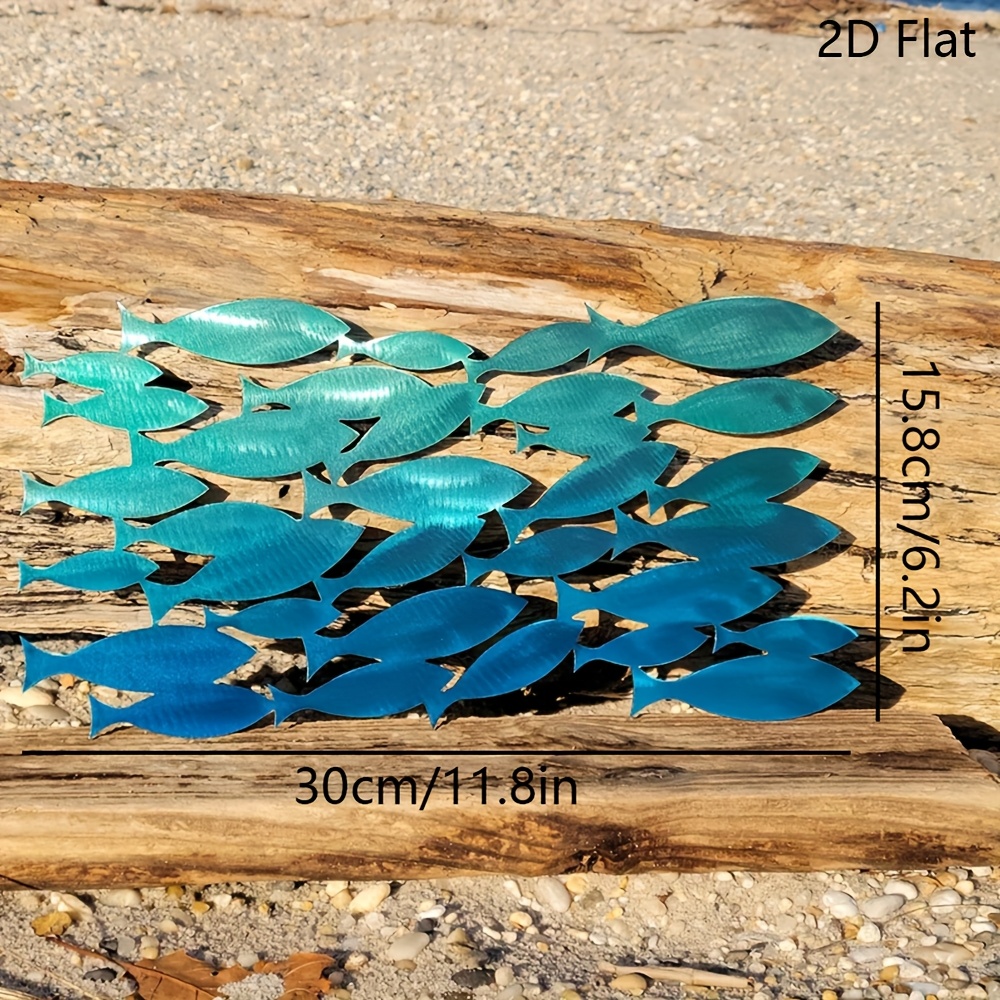 TEMU Murale in Metallo 2D Piatto, 1 Pezzo - Decorazione Naturale con Pesci , per Esterni, Adatta per Fattoria, Chalet, Soggiorno - Regalo per