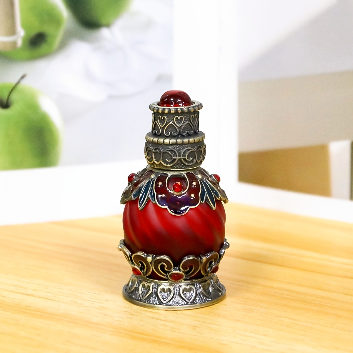 TEMU A 15ml Slanted Round Ball Bottle With Lines, A Jewelry-style Perfume Oil Refill Empty Bottle, A Desktop Decoration, A Dressing Table Ornament,