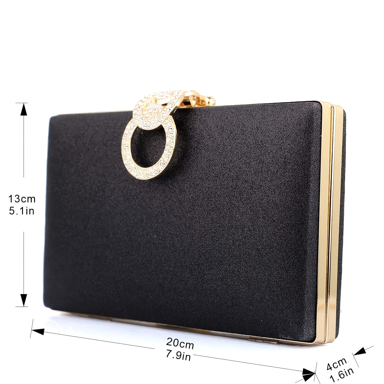 Mini Glitter Rhinestone Chain Link Hard Case Clutch Bag