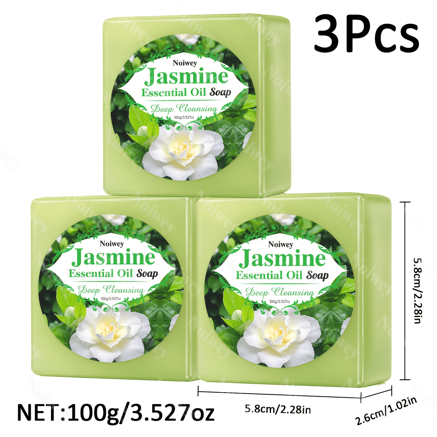 3pcs Jasmine Essential Oil Soaps for Moisturizing Cleansing