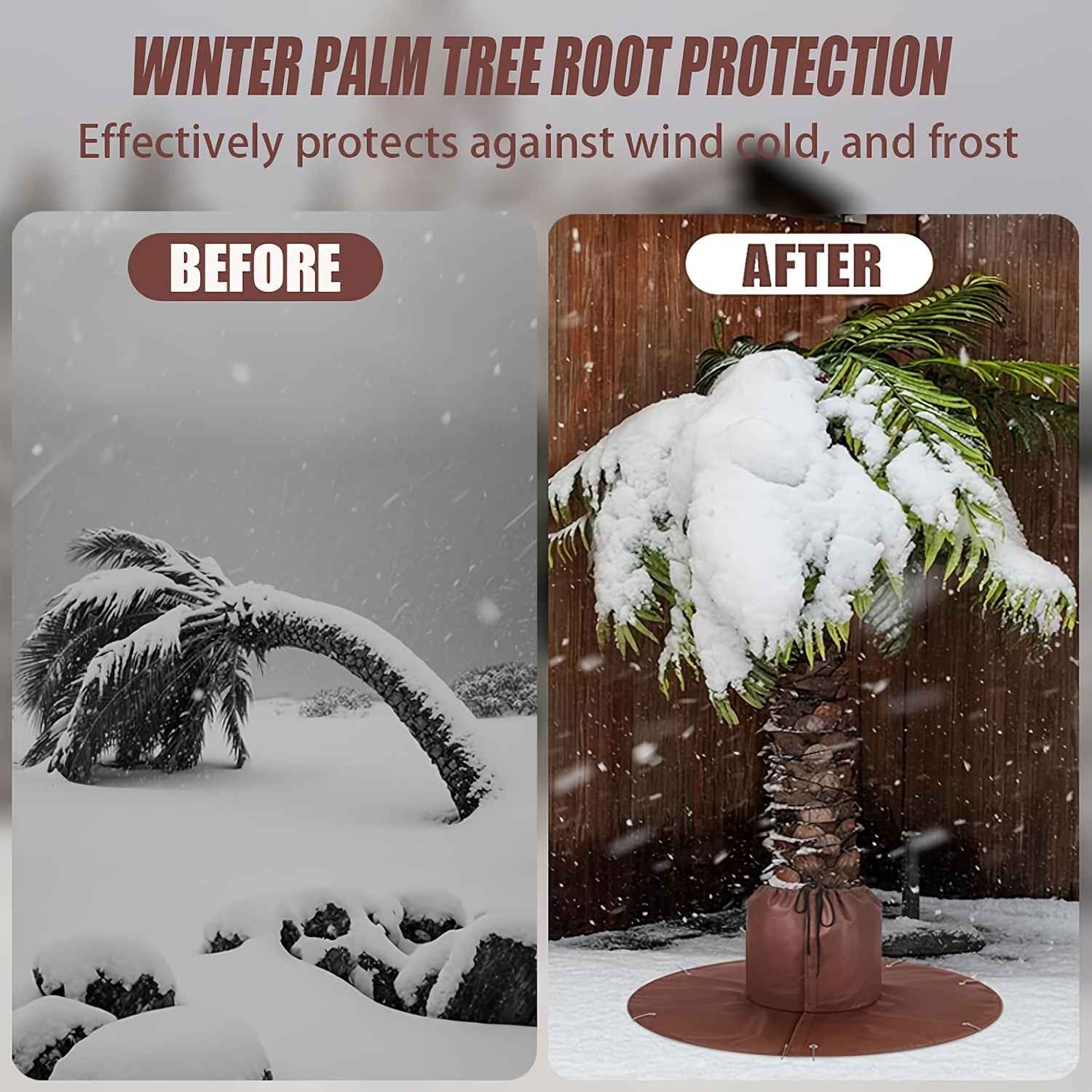 Image of Detachable Tree Trunk Winter Protection Cover With Ground Stakes Base, Insulation Sleeve For Courtyard Trees, Outdoor Overwintering Protection For Plants