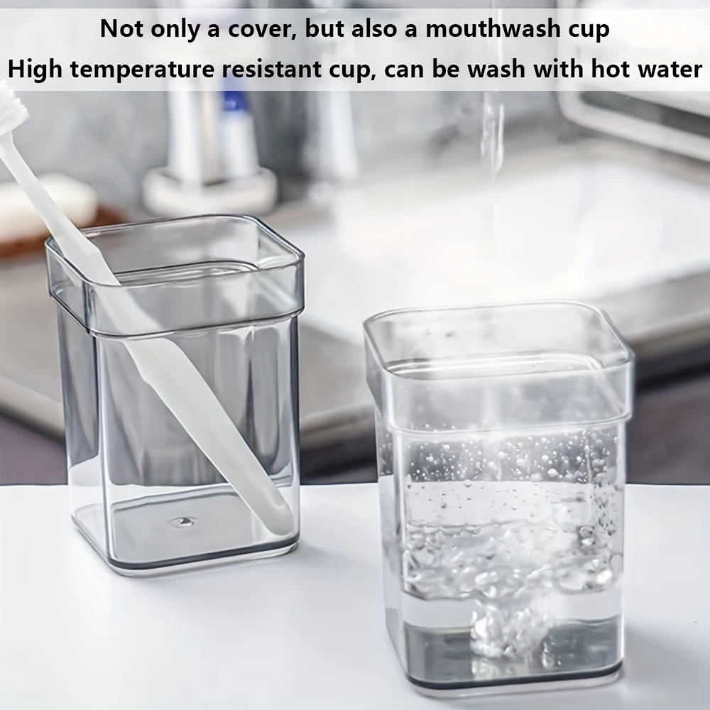toothbrush holder with cup cover compatible with conventional toothbrushes can store toothpaste toothbrush holder 3 slots toothbrush and toothpaste holder bathroom counter organizer for electric toothbrushes floss razors for family details 2
