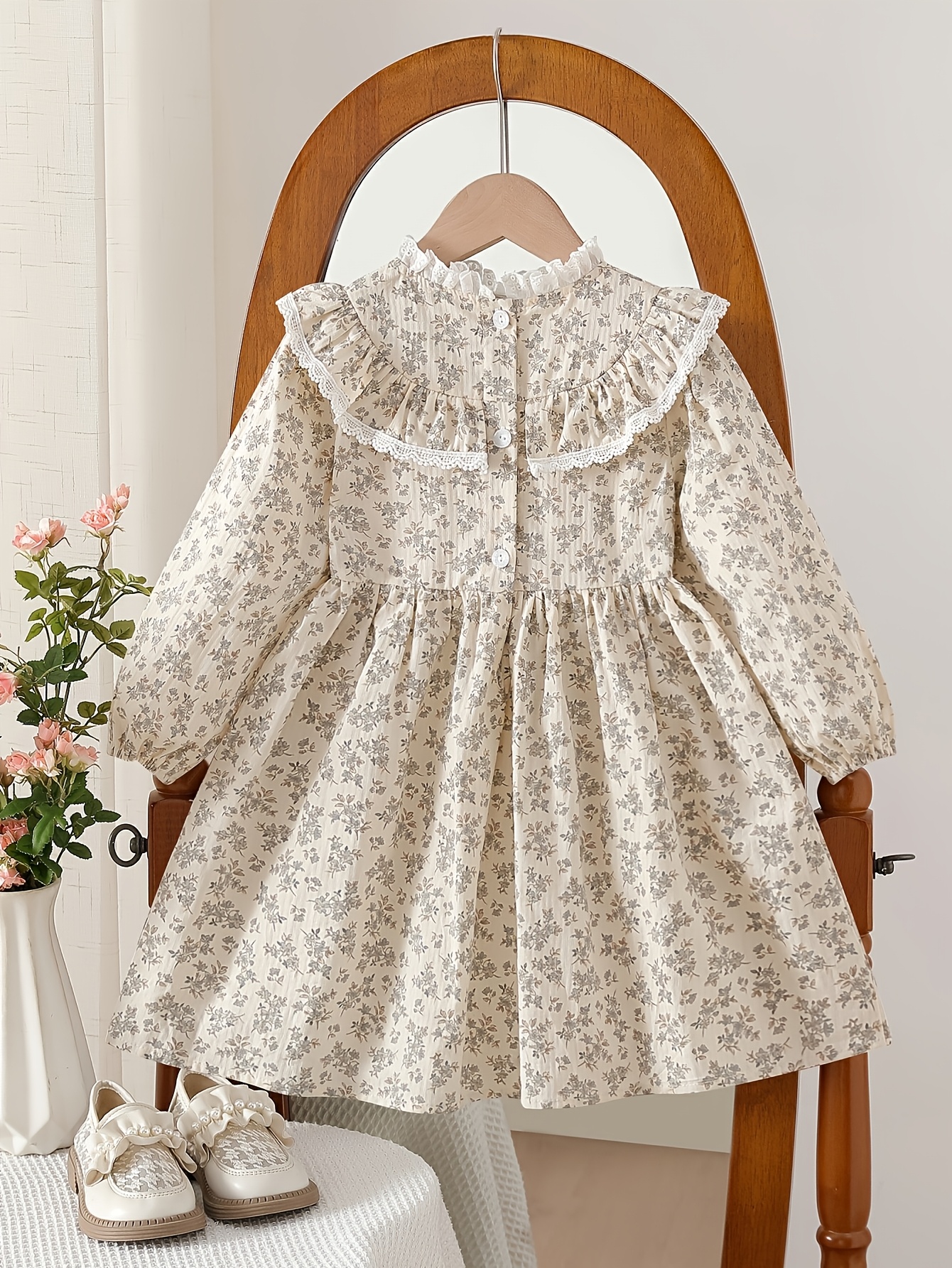 cotton autumn dress Vintage OshKosh floral cotton Autumn dress - size 4-6 years