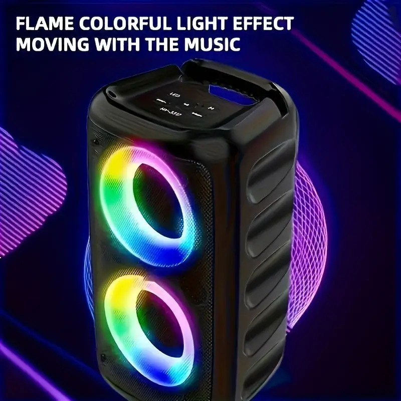 portable wireless speaker with microphone big stereo subwoofer tws aux support rechargeable battery holiday halloween christmas for outdoor party singing details 8