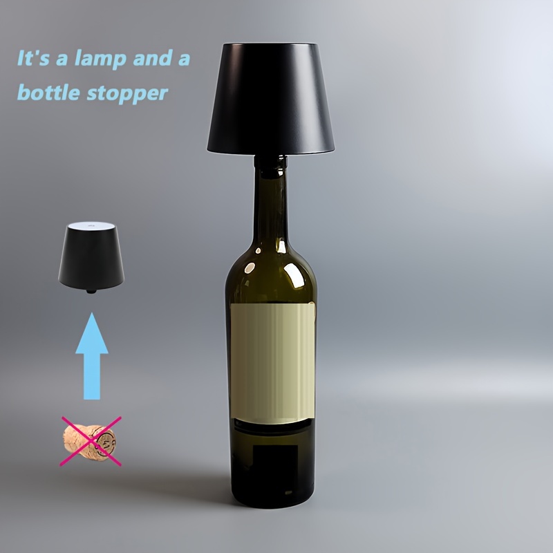 Luz Dimmerable Táctil Generico Lampada Bottiglia LED, Lampada Ricaricabile Per Bottiglia Senza Fili Tattile Con Luce Dimmerabile Per Ristorante, Casa, Bar, Ufficio (Nero Lámpara Moderna Para Botella Vino