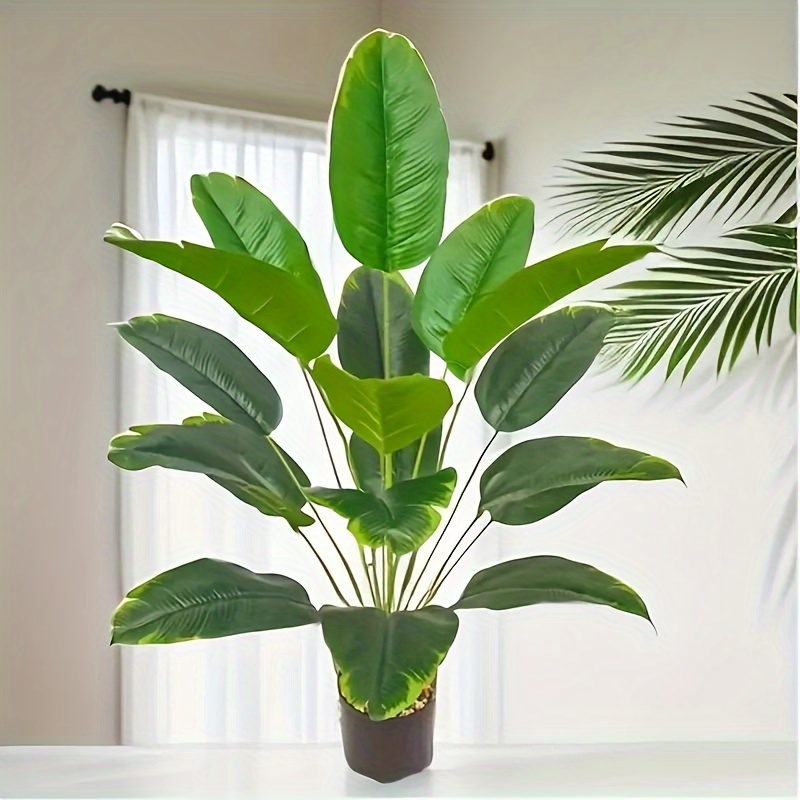 

1pc 12/18 Heads Simulation Green Plant, Simulated Trees, And Fake Leaves Fake Paradise Bird Plant, Suitable For Living Room Bedroom Floor Decor, Spring Summer Decor