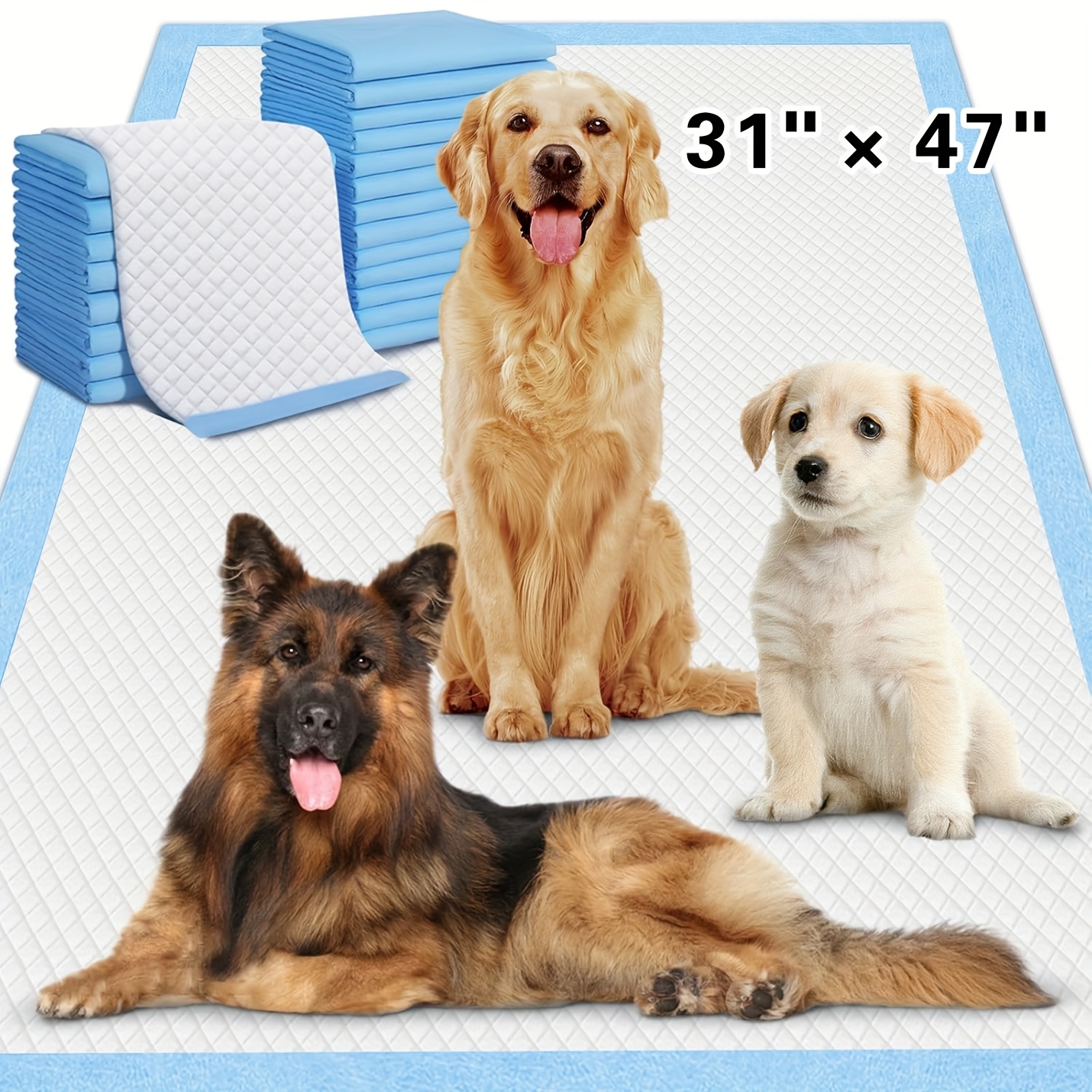 TEMU Xxxl 31x47" Thicken 6 Layers Ultra Absorbent Dog Pee Pads Extra Large Leak-proof Puppy Training Pads Quick Dry Pee Pads For Dogs Cats Pets 40/80