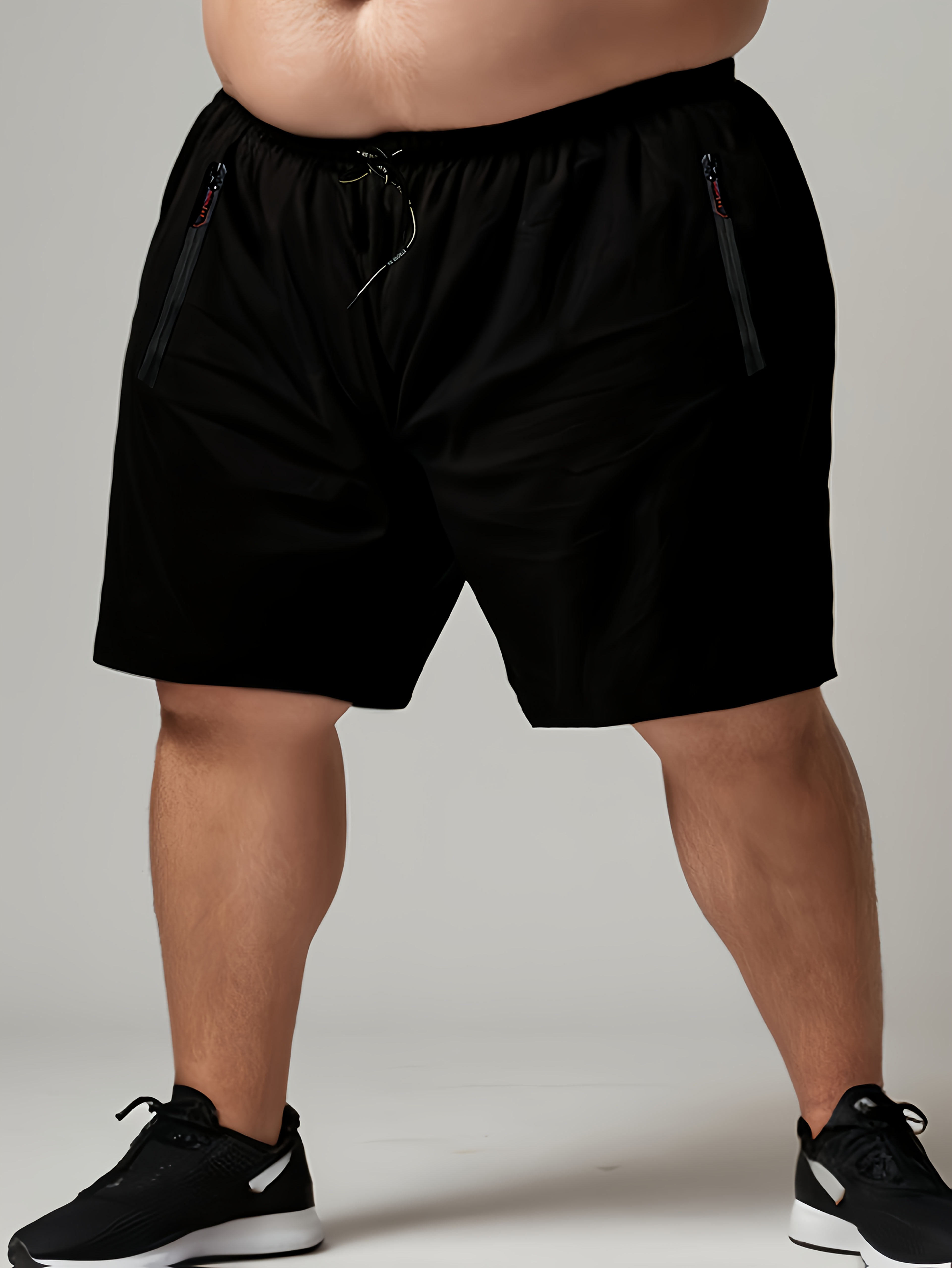 1pc Men'S Plus Size Shorts - Loose Fit, Quick-Dry Polyester Running Shorts with Adjustable Drawstring Waist, Ideal for Summer, Training, and Beach Wear, Beach Wear|Adjustable Waistband|Polyester Fabric