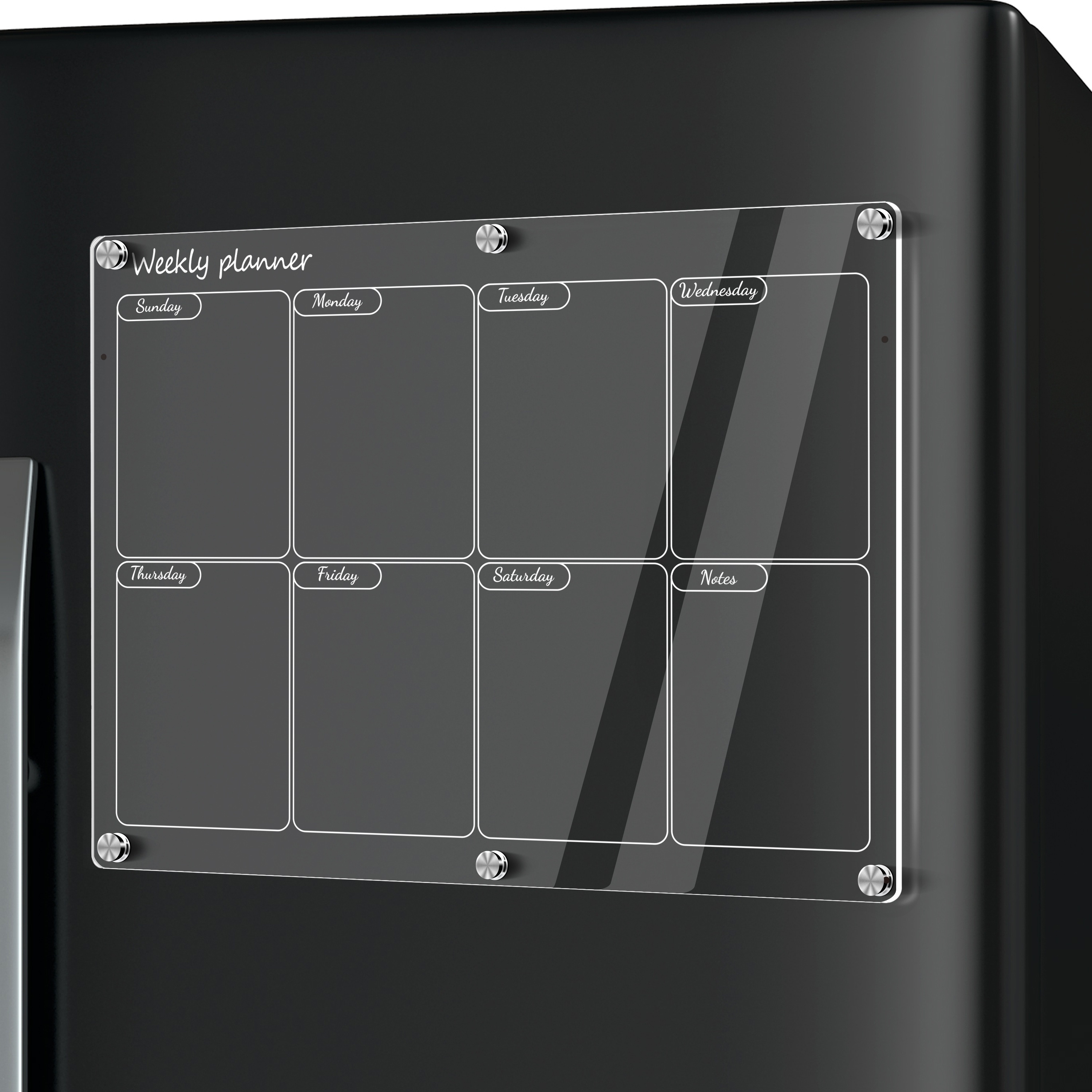 

Acrylic Magnetic Dry Erase Board Calendar For Fridge, Magnetic Weekly Calendar For Refrigerator, Reusable Clear Acrylic Weekly Meal Planner Menu Board For Kitchen (16"x12")
