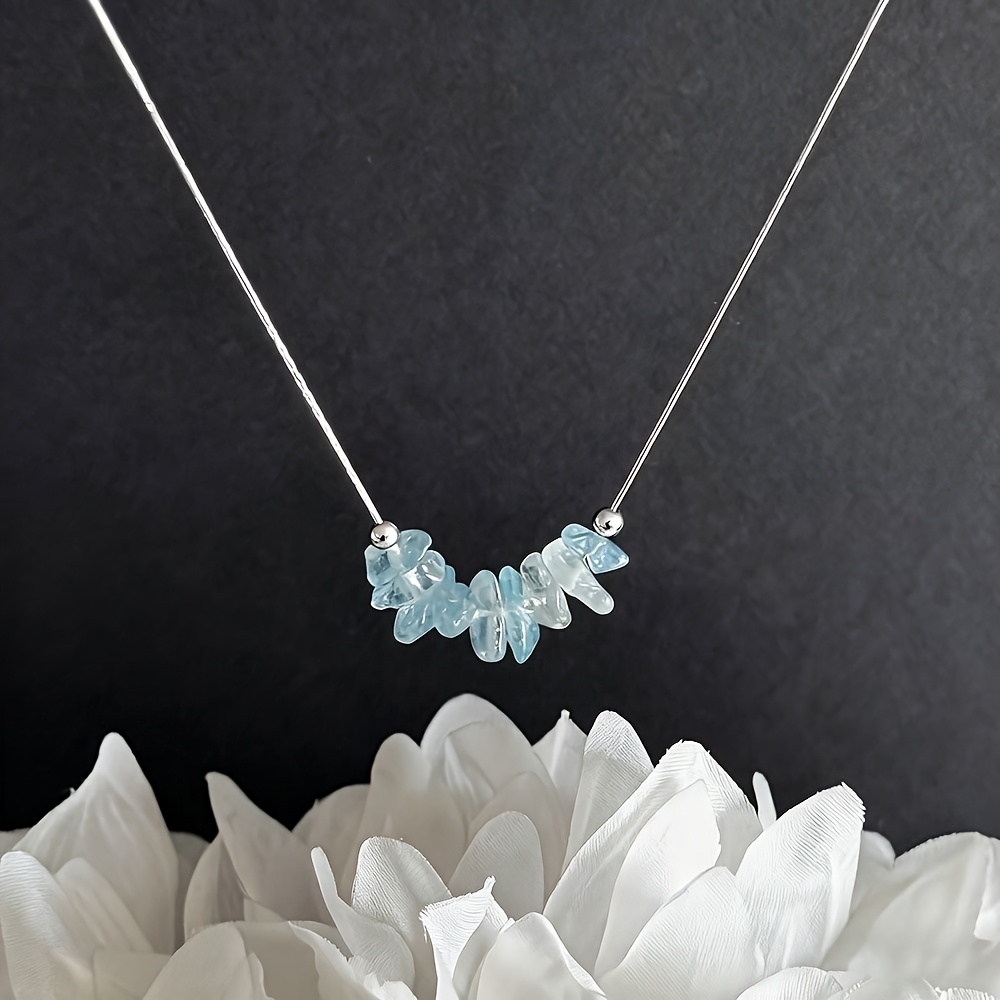 2pcs Aquamarine Gravel Jewelry Set for Calmness