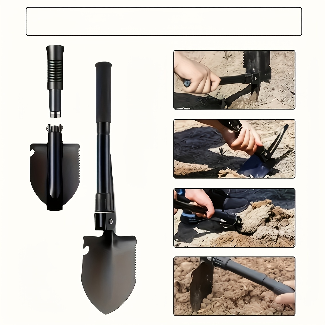 Tactical Folding Shovel with Compass for Camping
