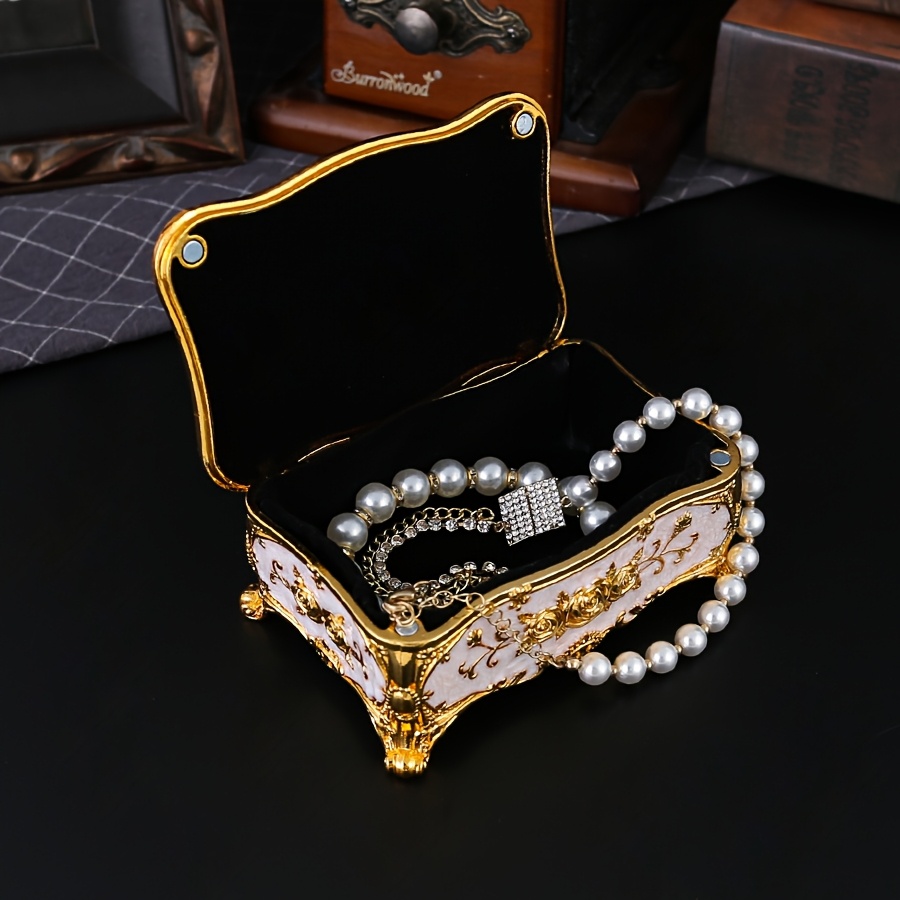 Elegant European Style Enamel Jewellery Box, Rose Organizer