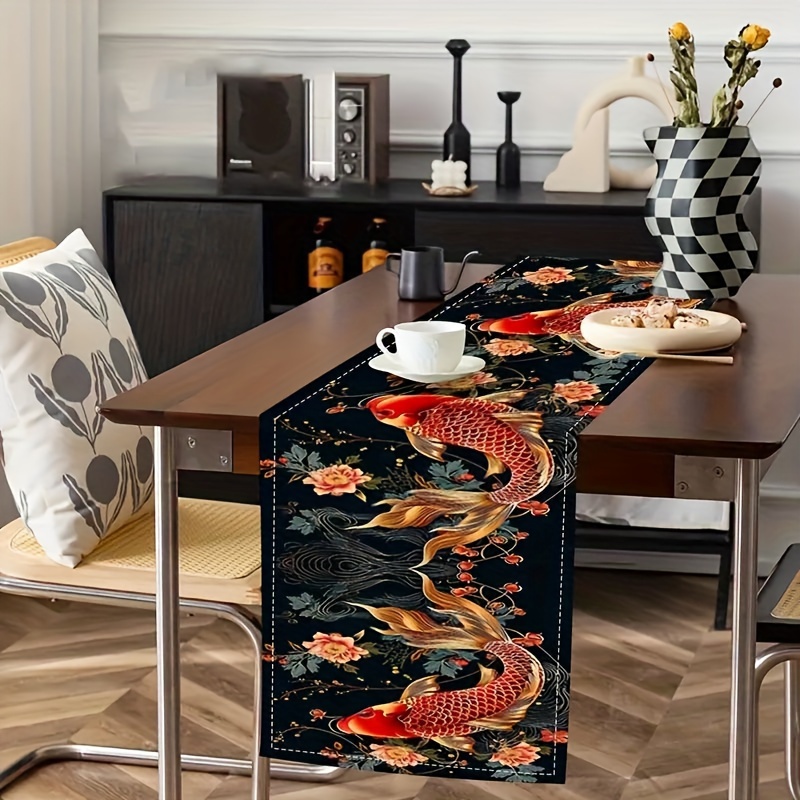 

Chemin de table festif avec motif floral - 183 cm x 72,05 pouces - Parfait pour le bureau, les fêtes et la décoration intérieure - Fabriqué en polyester durable