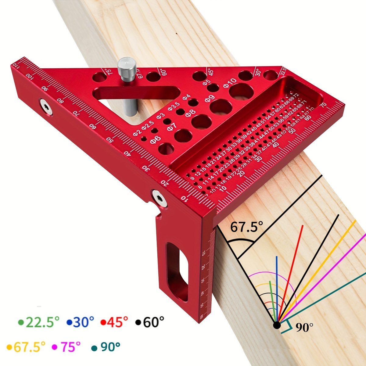 

Precision Aluminum Alloy Woodworking Square With Dowel Pins - Miter Triangular Ruler & , Industrial Measuring Tool