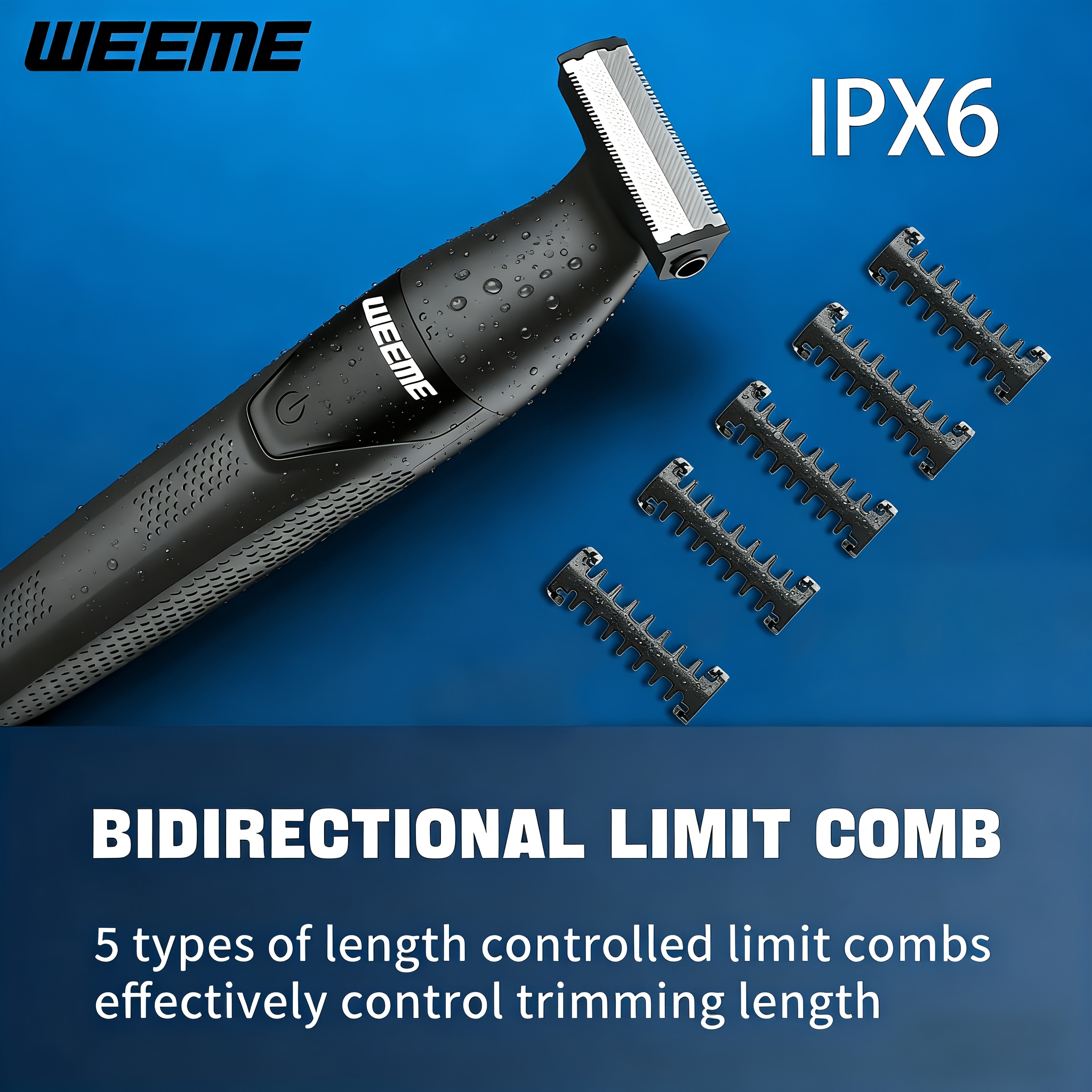WEEME 3 в 1 Комплект за Подстригване, Универсален Електрически Комплект за Дръжки за Мъже, Включва Тример за Нос и Брада със Сменяеми Глава, IPX6, Акумулаторно Устройство за Бръснене