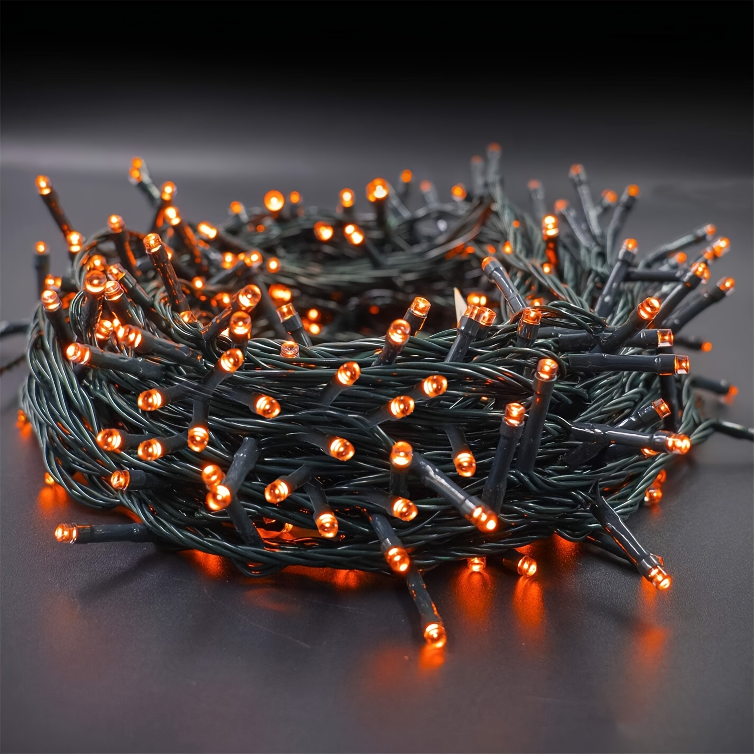 Image of Solar Halloween Lights, Total 39.37ft 100 Leds, Orange | Outdoor Halloween Lights, 8 Solar String Lights For Outside Patio Tree Garden Yard Halloween Decorations