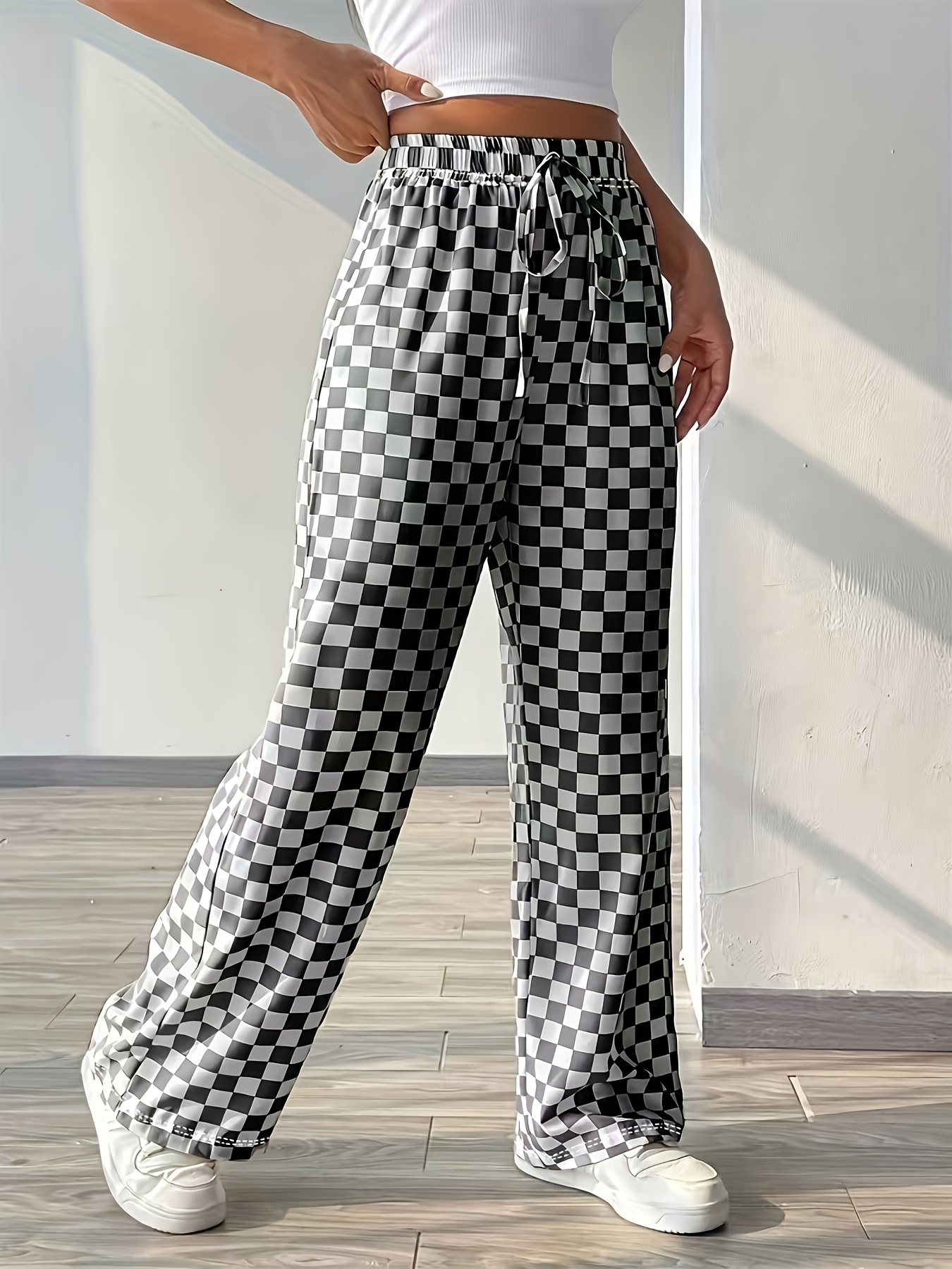 checkered pants women sold on Temu United States