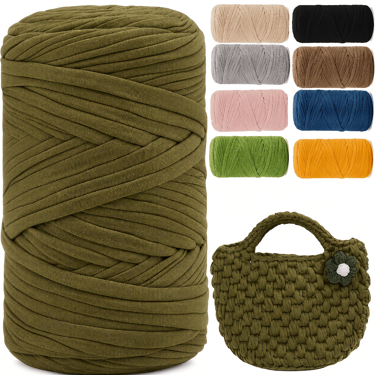 TEMU 200G T-Shirt Garn Stoffstreifen Garn 1 Rolle Dickes Chunky Häkelgarn zum Handstricken von Körben Teppichen Basteln