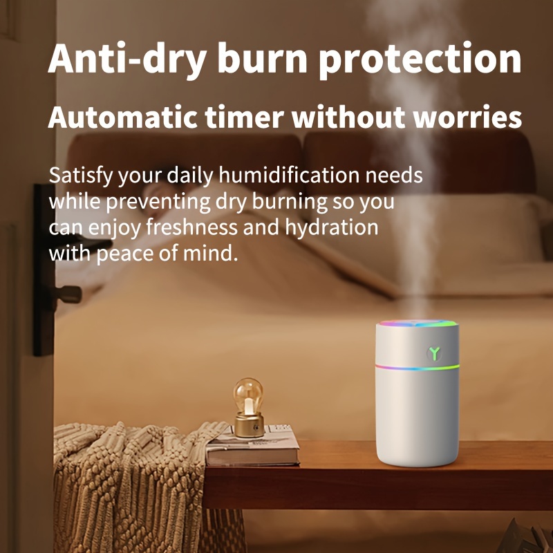 Humidificador portátil ultrasónico 230 ml con nano niebla, USB, silencioso y LED colorido