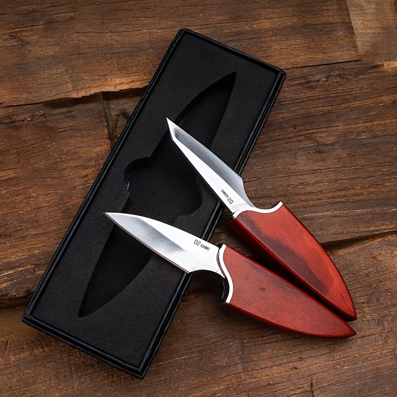 

1pc Beautiful Creative Knife, Double Knife D2 Stainless Steel Material, Flexible And Portable 5.9 Inches, Performance Knife, Outdoor Knife, Barbecue Fishing Cutting Tool, Free Knife Set