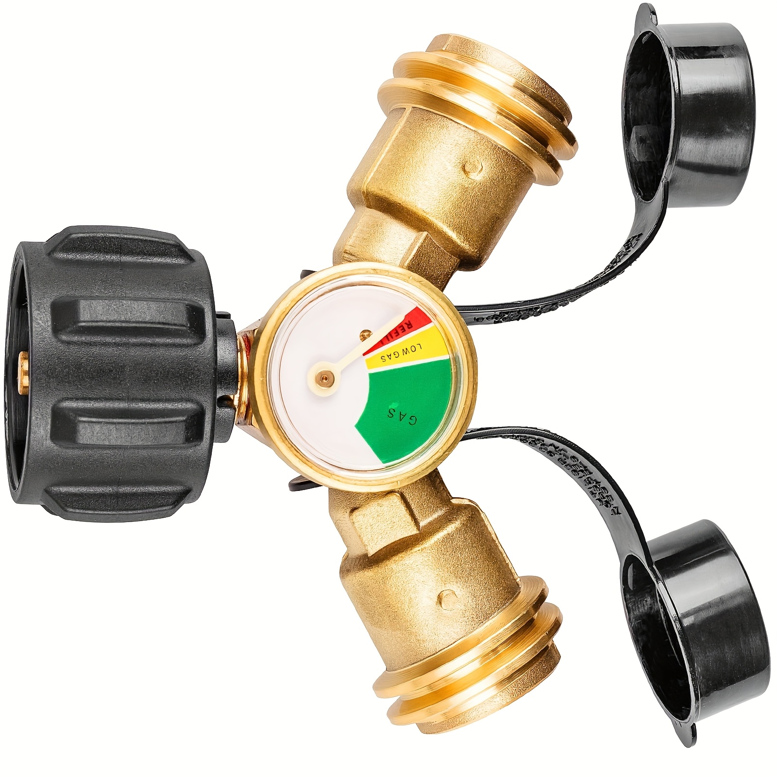 TEMU Propane Tank Splitter With Gauge, Propane Splitter 2 Way, Propane Y Splitter Adapter With Shut Off Valve, Propane Hose Splitter Manifold For ,