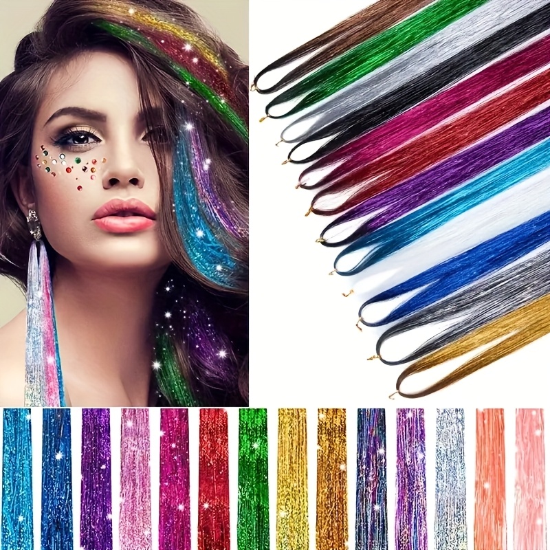 Guirlande à Cheveux Clip-in Paillettes 20 Pouces - 12 Pièces - Pour Fête, Déguisement Fée