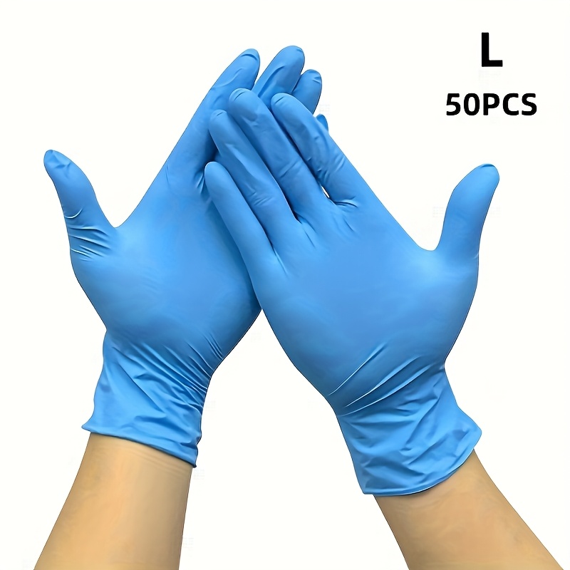 TEMU 50 Pairs Of Disposable Gloves, Blue Nitrile Gloves For Washing Dishes, Suitable For Bathroom, Kitchen And Bedroom, Universal Disposable Gloves For All