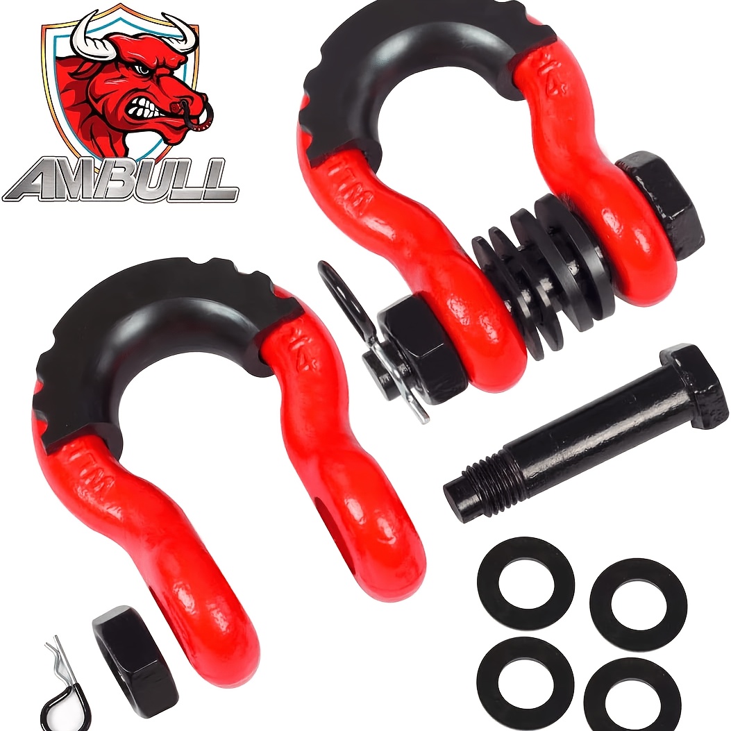 TEMU Shackle 3/4-inch D-ring Shackle (2-pack) 45, 000-pound Breaking Strength, With 7/8-inch Pin, Anti-theft Safety Screw, Isolator, And Washer Set;