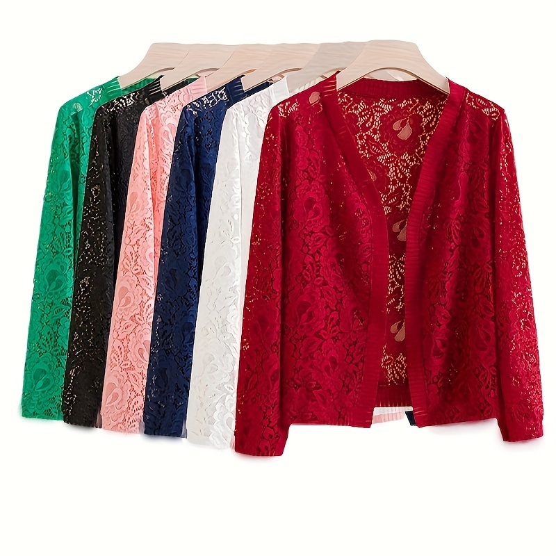 

Elegant Lace Cardigan: Fall/ - Long Sleeve, Fitted Design, Hand Wash Or , Suitable For Mature , Provides , Decoration, And Wind Protection - Women' Accessory