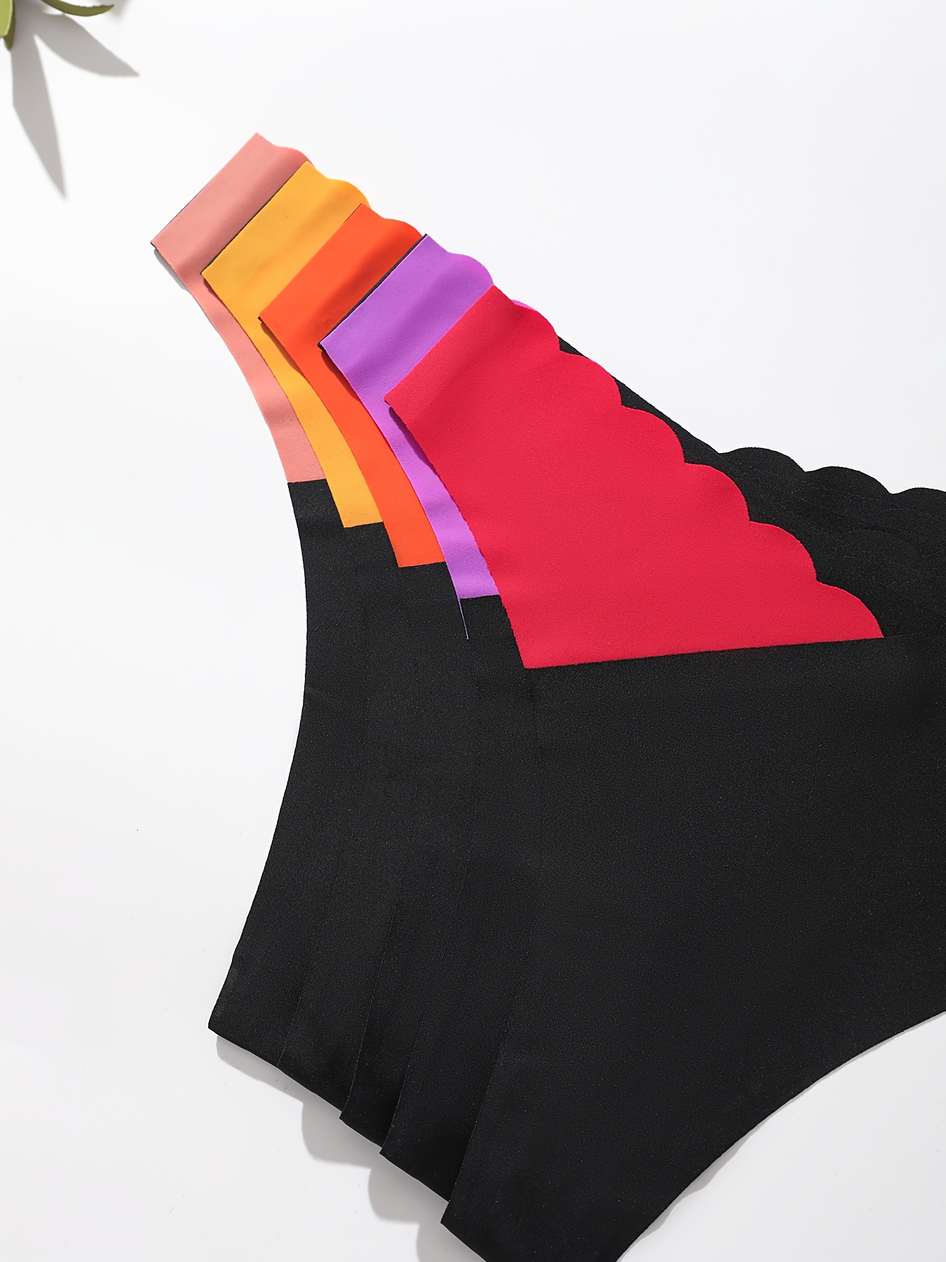 5-Pack Seamless Shell-Shaped Women'S Bikini | Comfortable and Breathable, Color Block Design, Ice Fiber Fabric, Suitable for All Seasons and Daily Wear