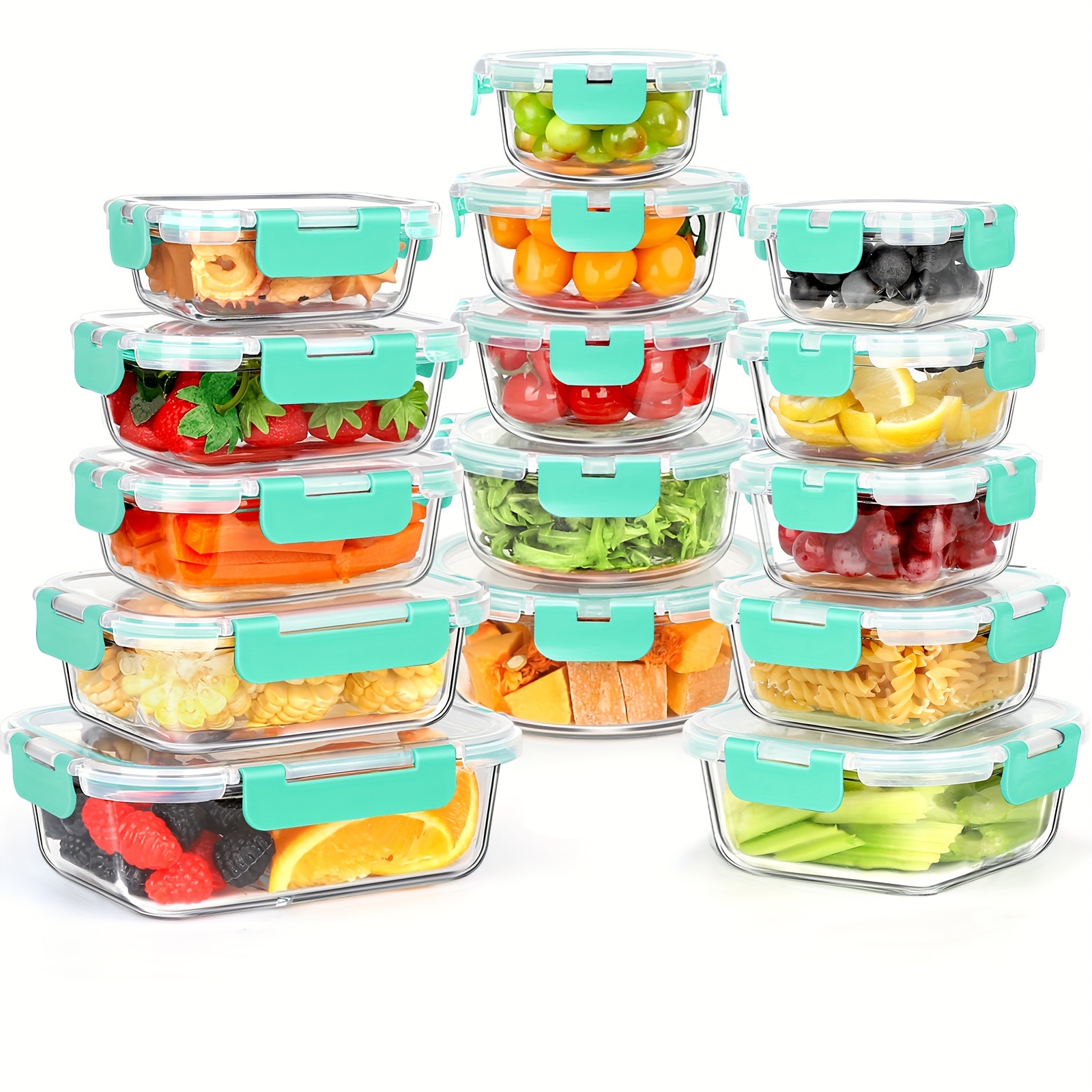     glass food storage containers with snap locking lids glass meal prep containers set airtight lunch containers microwave oven freezer and dishwasher Product details 10