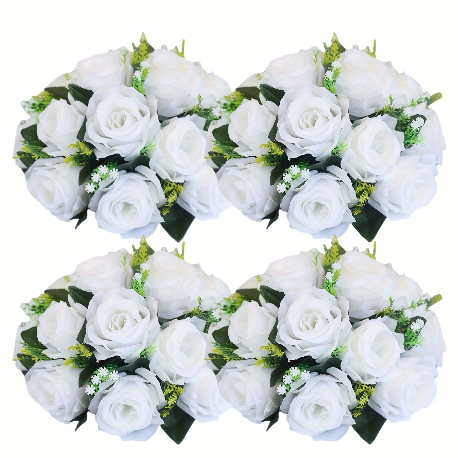TEMU 4pcs Of Faux Half-round Rose Balls, Artificial Rose Flower Decorations Suitable For Spring And Summer Weddings, Home Decor, Party Decorations,