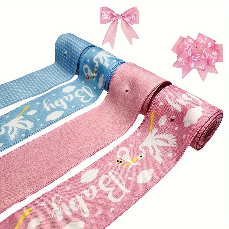 Clear Ribbon - Footprints -#5 - Baby Pink - 5 Yd. Roll.