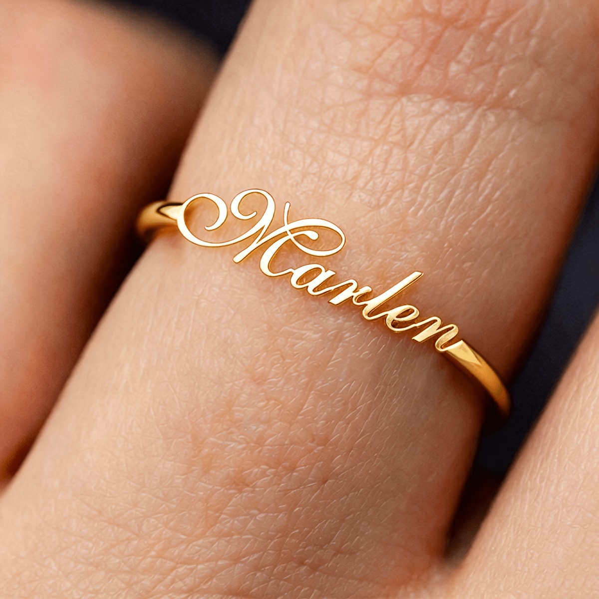TEMU 1pc Women's Elegant Custom Name Ring; Ring Sizes 6, 7, 8, 9, 10; Personalized Stainless Steel Nameplate Ring; Custom Jewelry; Women's Finger