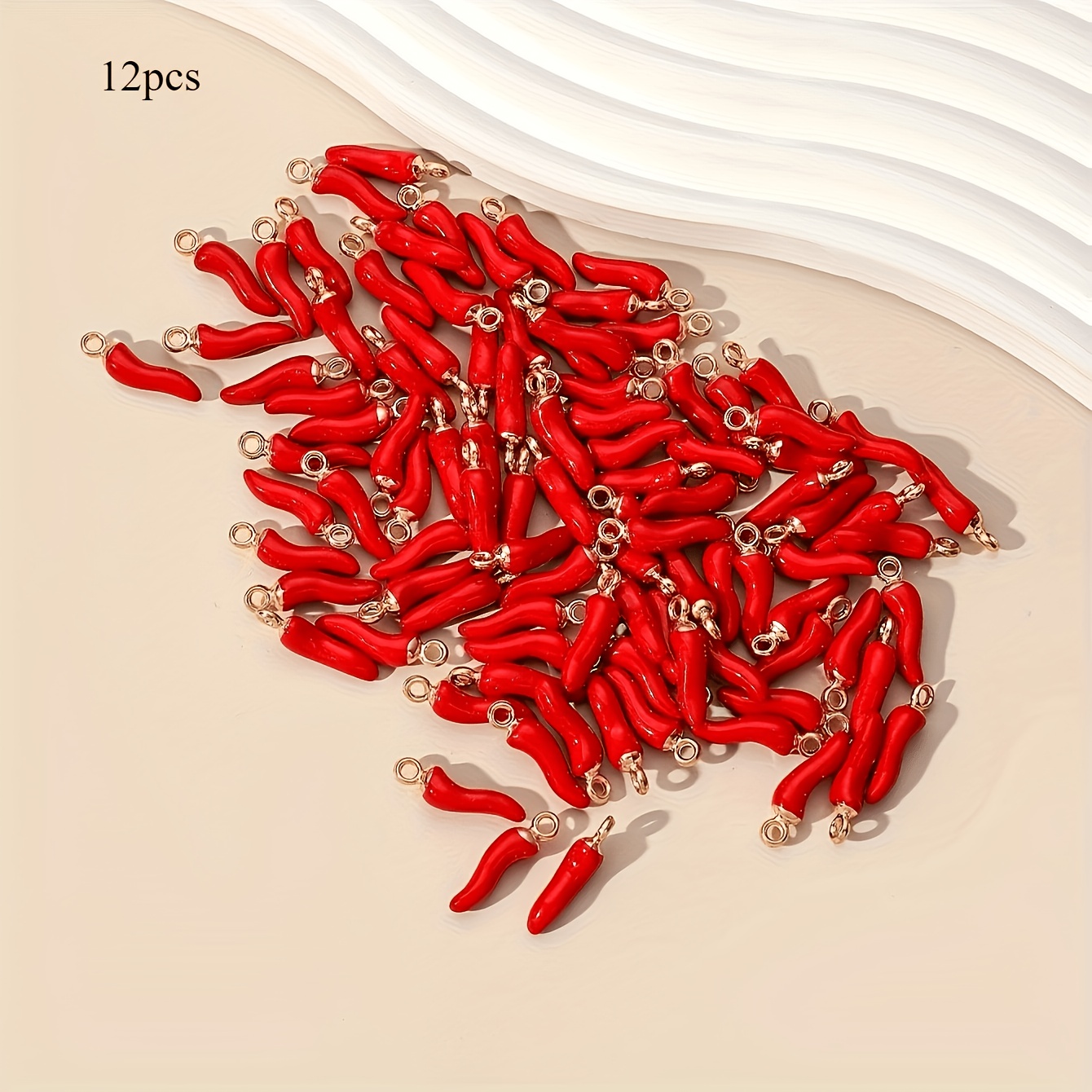 Image of 12pcs Vibrant 3d Pepper Charms - Golden Pendants For Jewelry Making, Handmade Necklace, Bracelet, Earrings Craft Additions With And Versatile