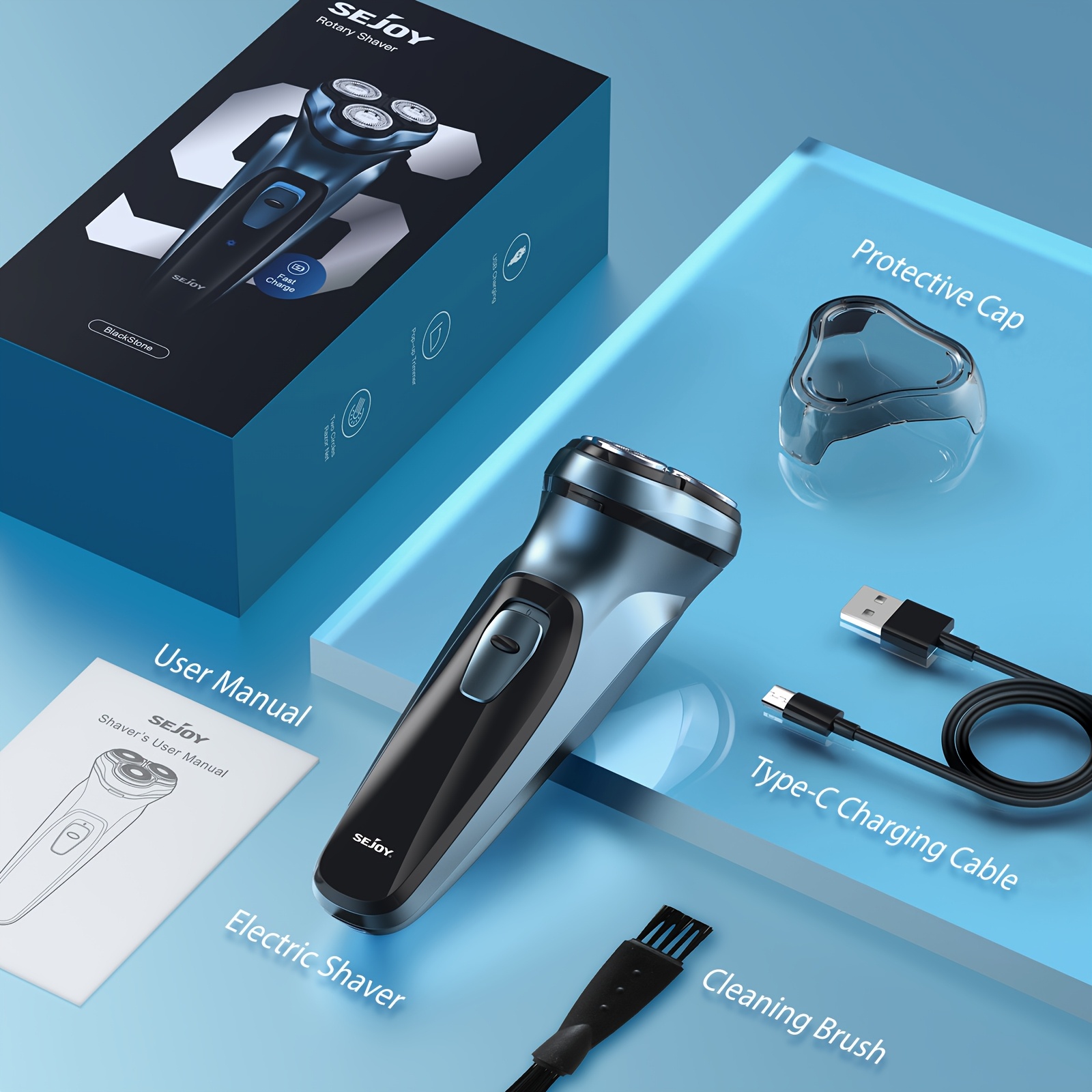 TEMU 3d Electric Shaver For Men | 2-in-1 With Pop-up Trimmer And Detachable 3d Floating Head, Rechargeable, Usb Charging, Ideal Gift For Father,