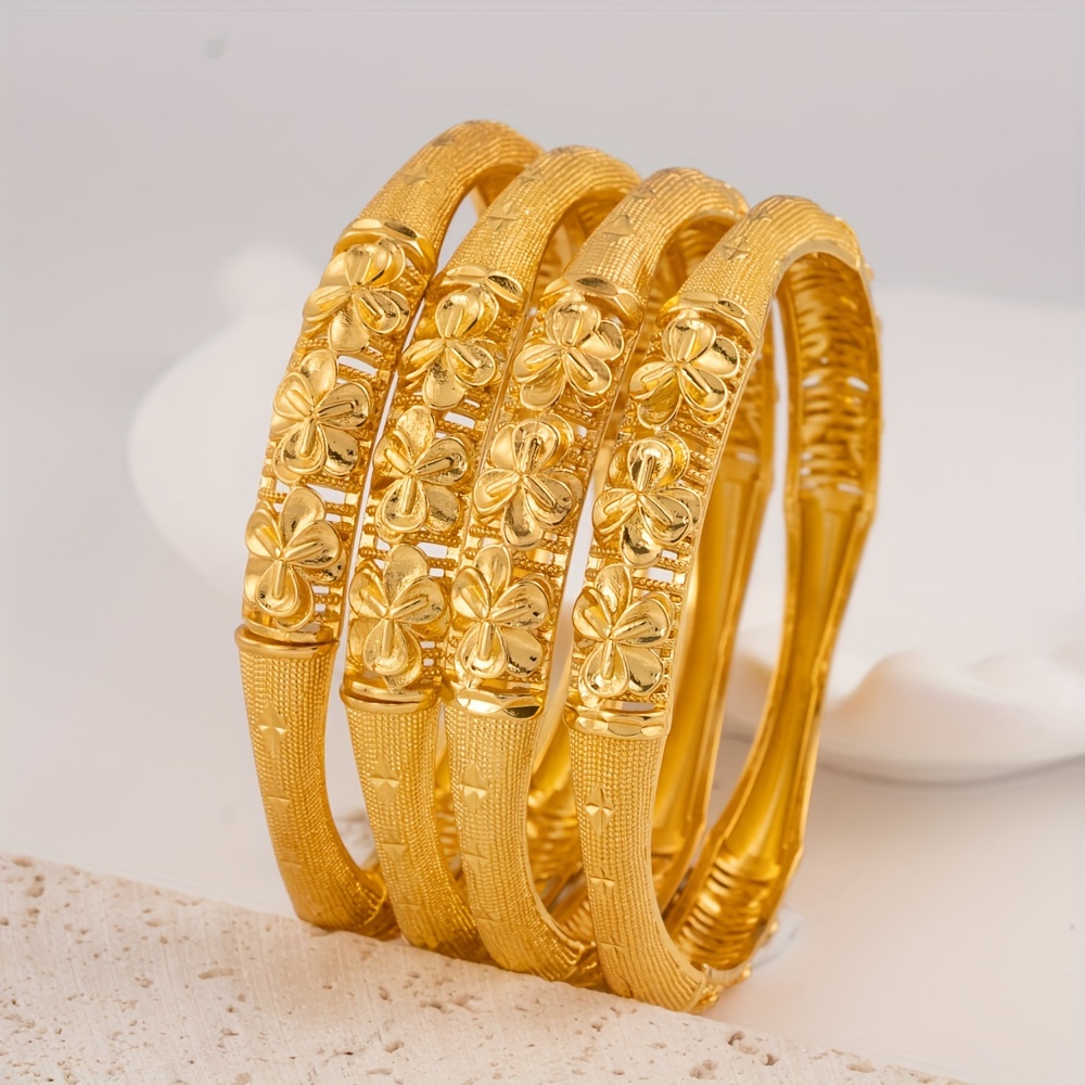 

2pcs Sexy Luxury Golden Copper Open Bangle, Ethnic Luxury, For Women, , Mardi Gras Day, Gift, Dubai Bride Accessories