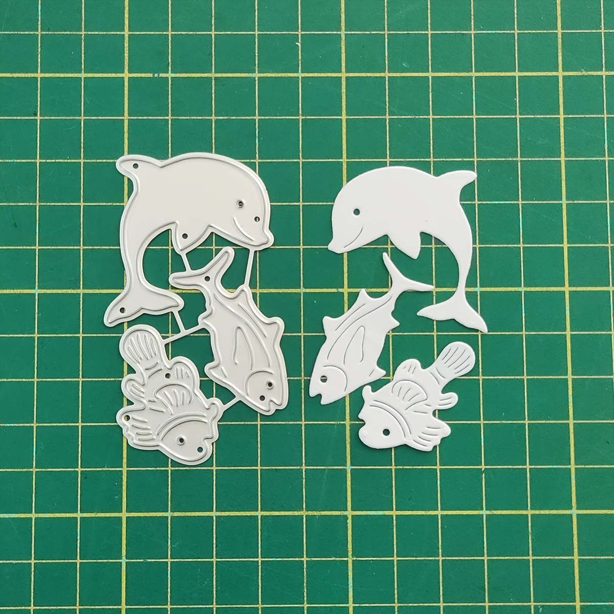 

1 Pc Metal Cutting Dies Set With Fish And Shell Design, Silver Grey Marine Theme Craft Die-cuts For Diy Scrapbooking And Card Making