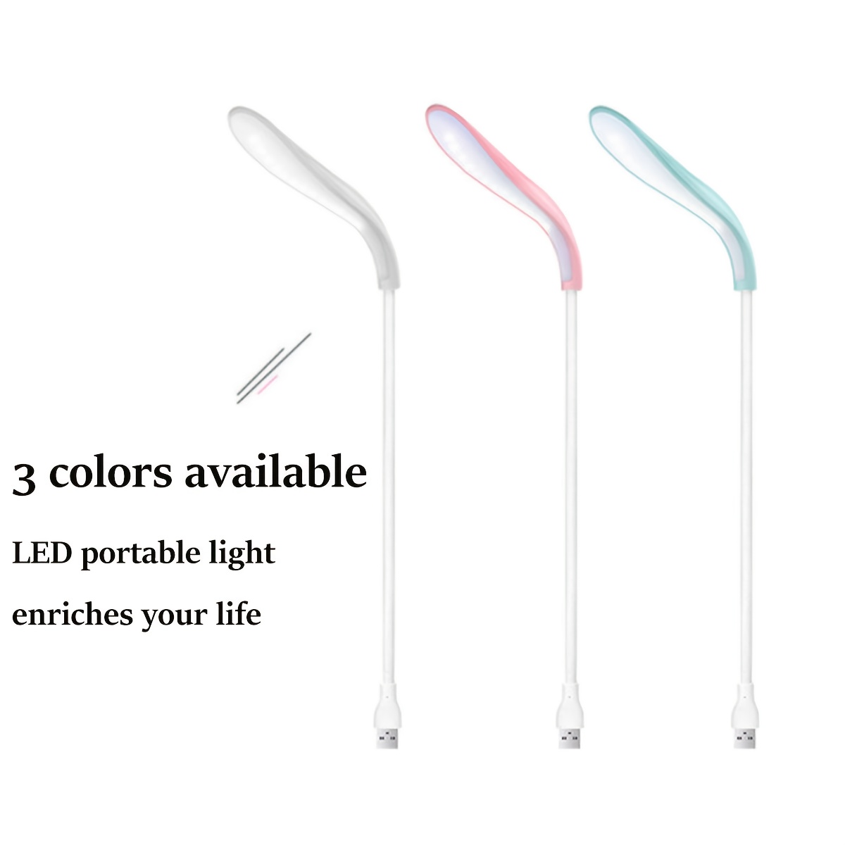 USB Plug-In Gooseneck Bedside Lamp, Adjustable Angle Reading Light