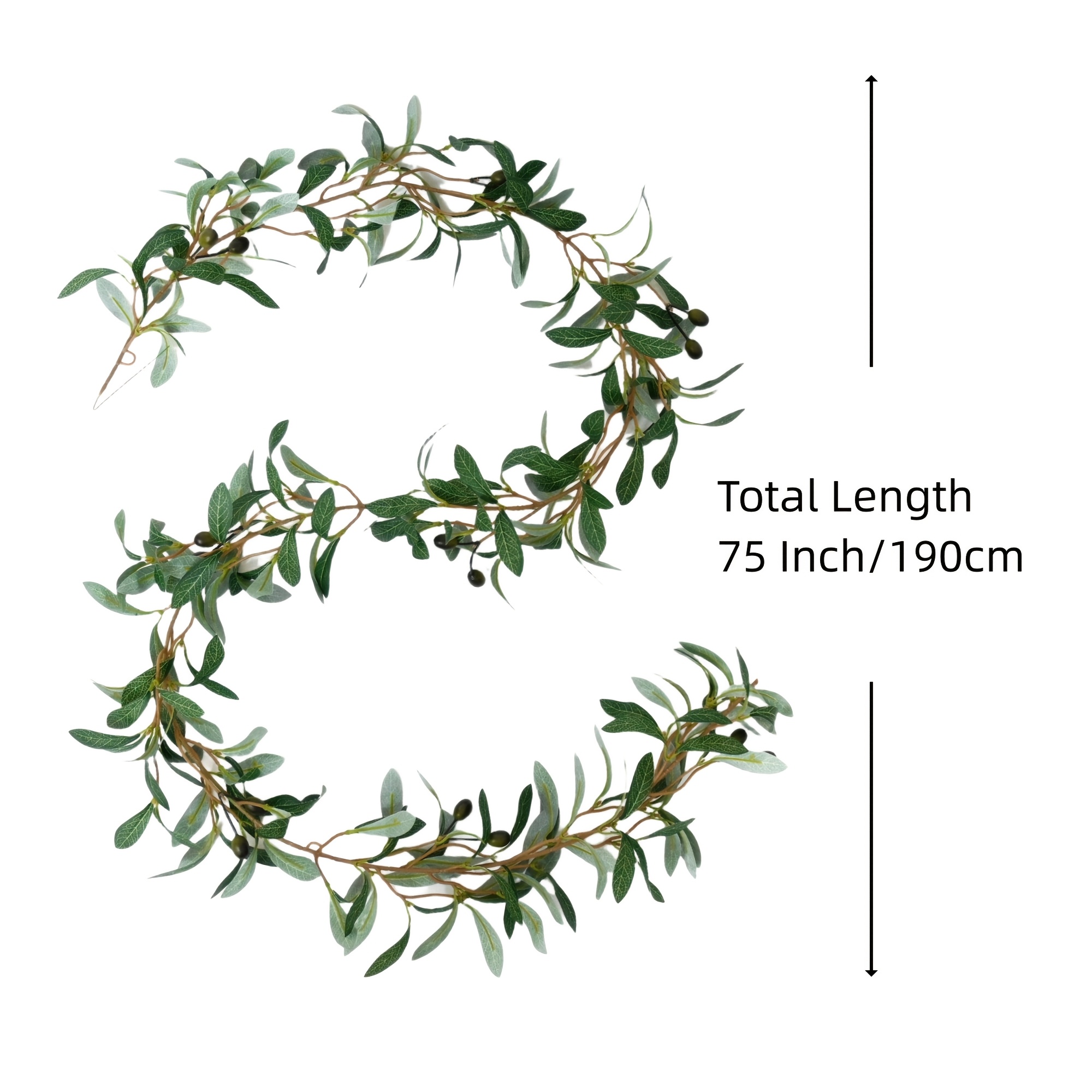 Image of Premium Artificial Olive Garland With Fruit - Perfect For Mantels, Arches, Weddings, Outdoor Parties & Home Decor | Versatile Seasonal & Holiday Decoration (72"/75"),christmas