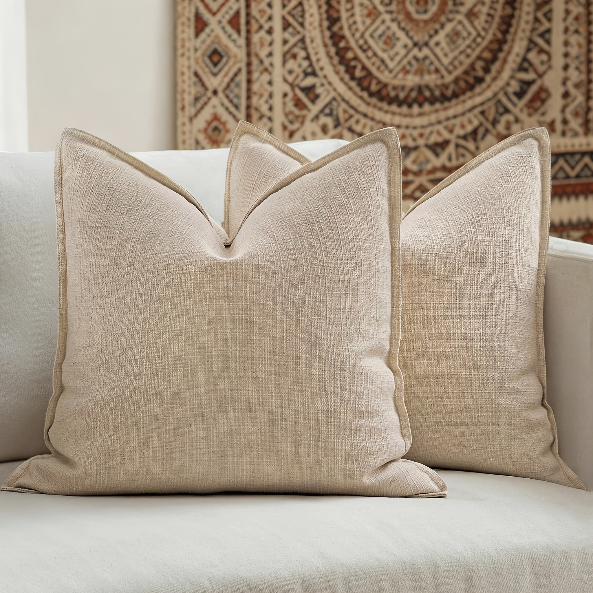 TEMU 2pcs Taies de coussin de canapé texturées épaisses, housses de coussin décoratives douces et confortables, taies de coussin , rembourrage,