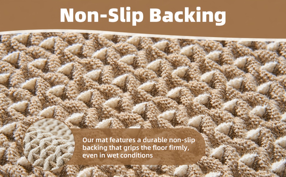   braided polyester bath mat soft non slip ultra absorbent machine washable rectangular bathroom mat with geometric pattern light brown bathroom floor mat geometric pattern mat soft texture mat bathroom mat Product details 2